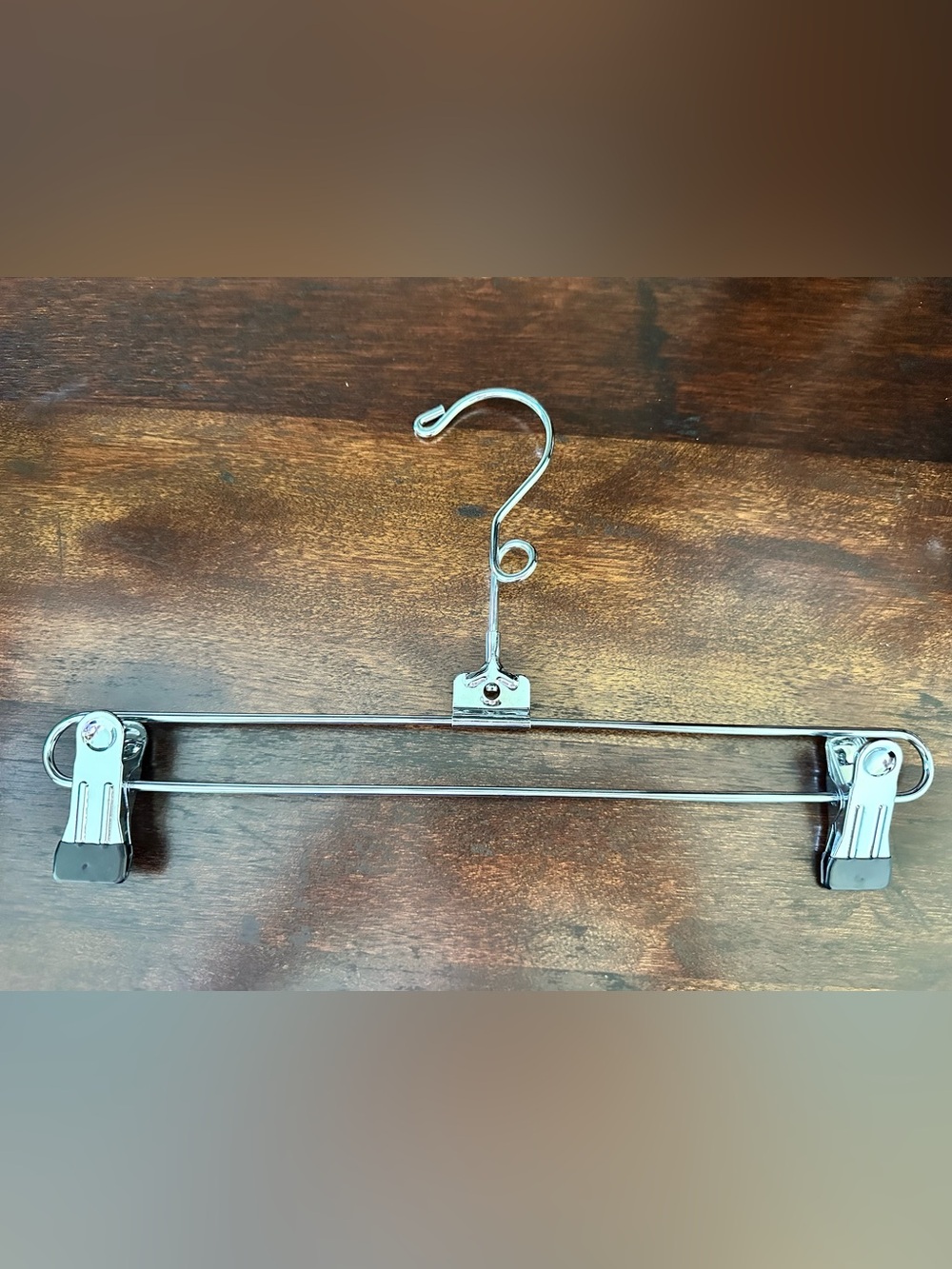 Lot of 6 Chrome Metal Skirt/Pant Hanger with Clip - Silver